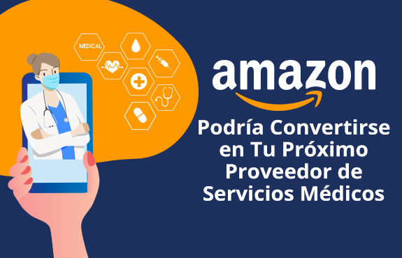 Pantalla de Celular Mostrando a Doctora e Iconos de Servicios Médicos de Amazon