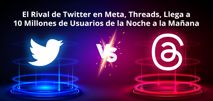 Twitter Versus Threads, Nueva App de Meta Para Competir con Twitter Alcanza 10 Millones de Usuarios