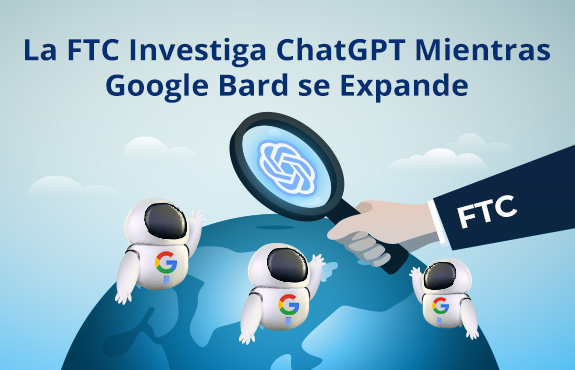 Google Bard Chatbots Sobre el Mundo que Simboliza Expansión Global Mientras Investigan ChatGPT de OpenAI