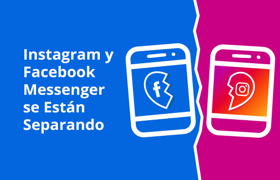 Dos Telfonos con Forma de Corazones Rotos con Logos de Messenger e Instagram