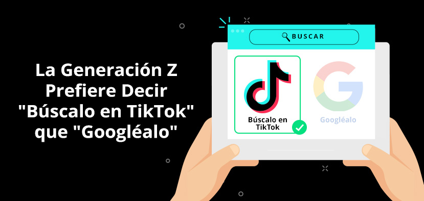 Tablet Sostenida en Manos con Logo de TikTok Activo y Logo de Google Inactivo