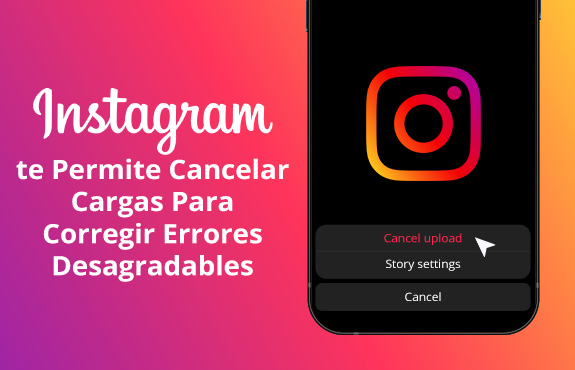 Logo de Instagram en Celular con Flecha Apuntando Para Cancelar