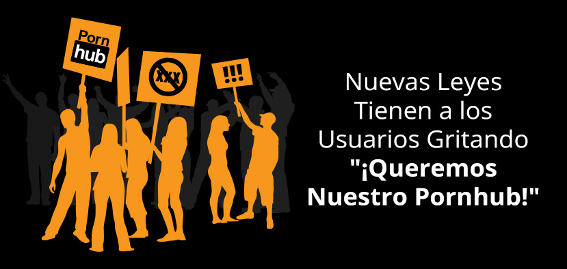 Personas con Pancartas Protestando Contra Bloqueo de Pornhub