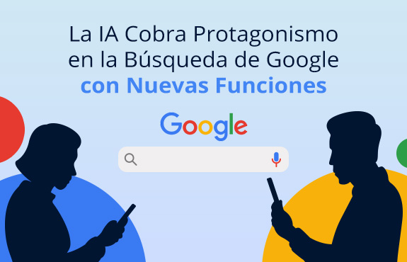 Dos Personas Mirando sus Telfonos con Barra de Bsqueda de Google en Medio