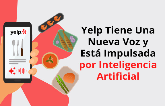 Pantalla de Telfono Mostrando Pgina de Yelp con Nuevo Asistente de Voz IA