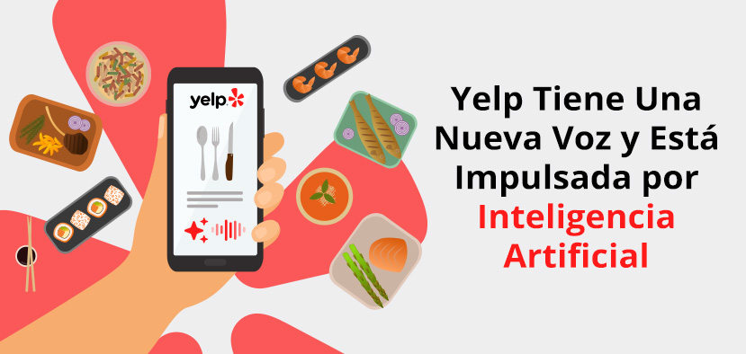 Pantalla de Teléfono Mostrando Página de Yelp con Nuevo Asistente de Voz IA