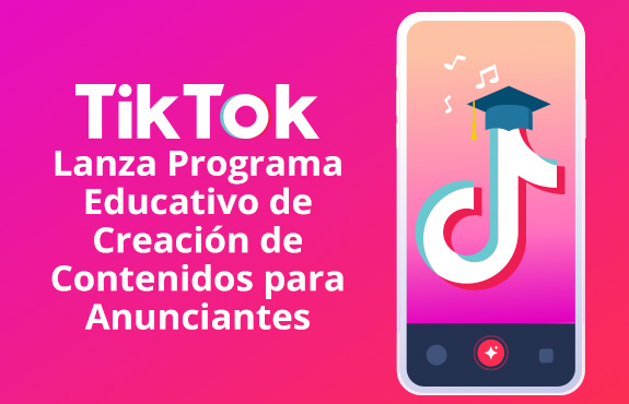 Pantalla de Celular y Logo de TikTok Usando Birrete para Representar su Programa Educativo
