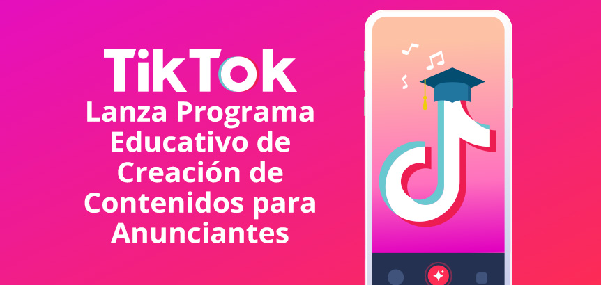 Pantalla de Celular y Logo de TikTok Usando Birrete para Representar su Programa Educativo